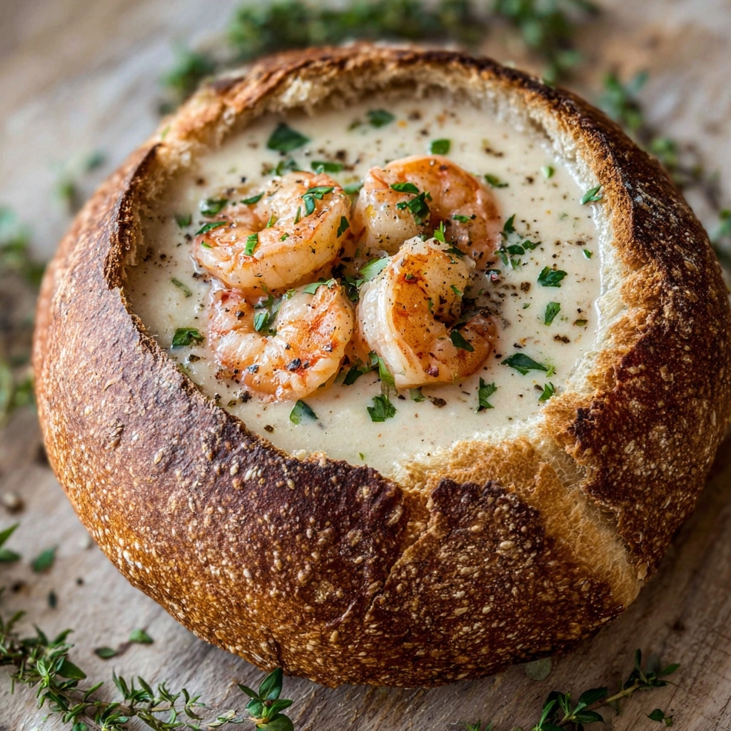 Stuffed Seafood Bread Bowl Recipe - Recipe Image