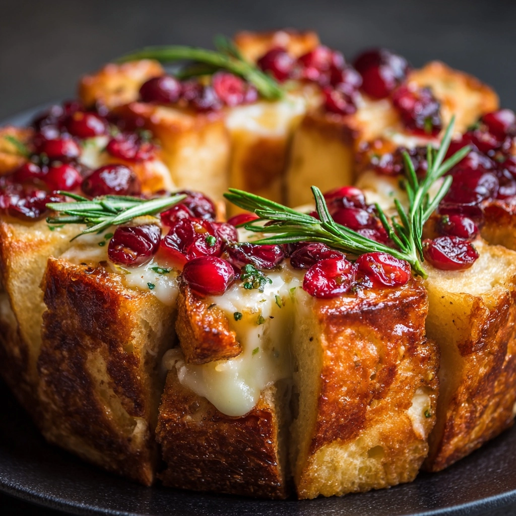 Pull-Apart Sourdough Brie and Cranberry Bread Recipe - Recipe Image