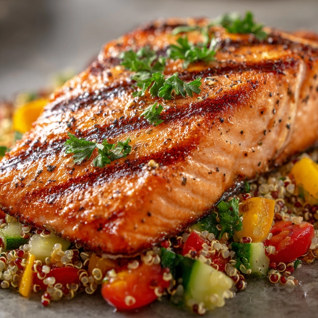 Grilled Salmon with Quinoa Salad Recipe - Recipe Image