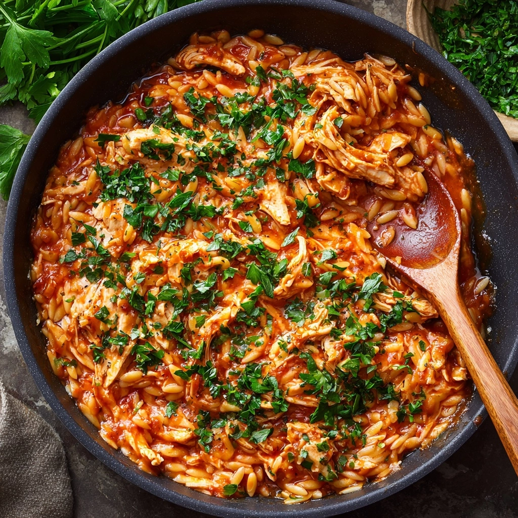 Creamy Tomato Orzo with Chicken Recipe - Recipe Image