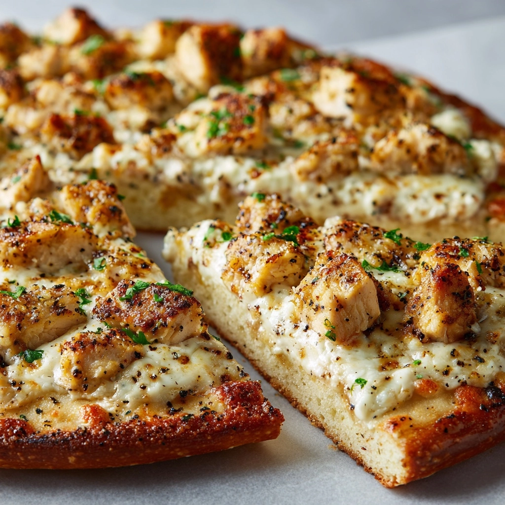Roasted Garlic White Chicken Pizza Recipe - Recipe Image