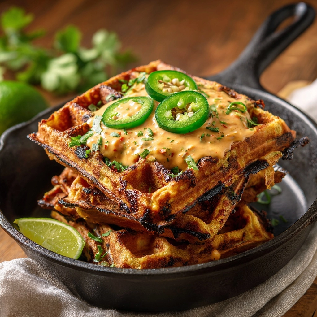 Waffles with Turkey Chile Con Queso Dip Recipe - Recipe Image