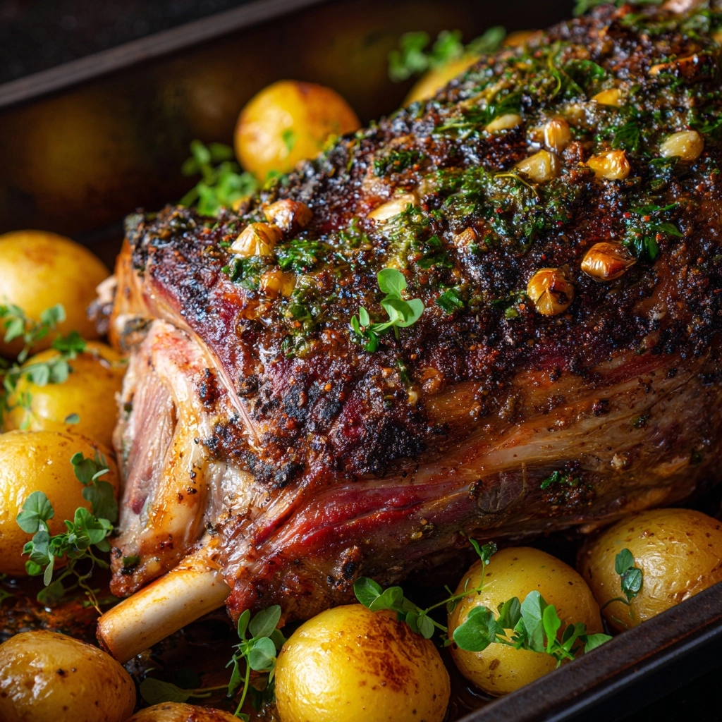 Mediterranean-Style Roasted Leg of Lamb Recipe - Recipe Image