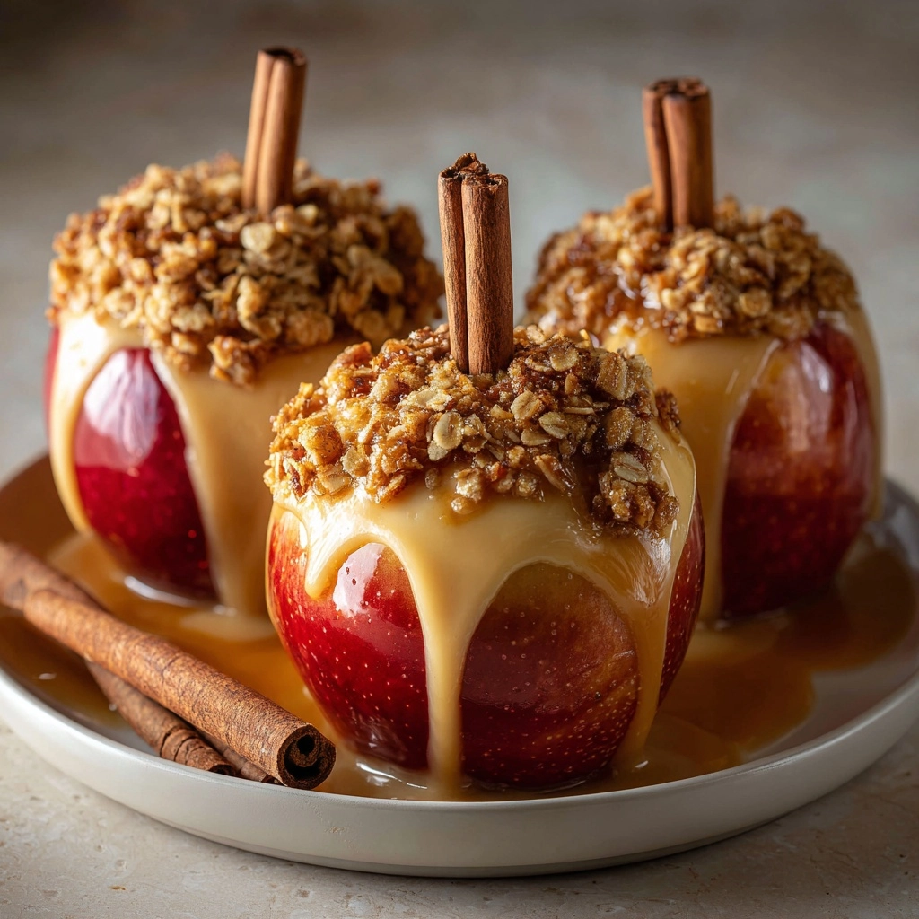 Cinnamon Oatmeal Stuffed Apples with Vanilla Custard Sauce Recipe - Recipe Image