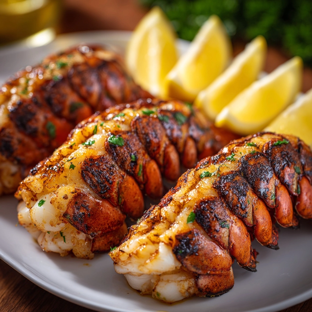 Grilled Lobster Tails with Garlic Lemon Butter Sauce Recipe - Recipe Image