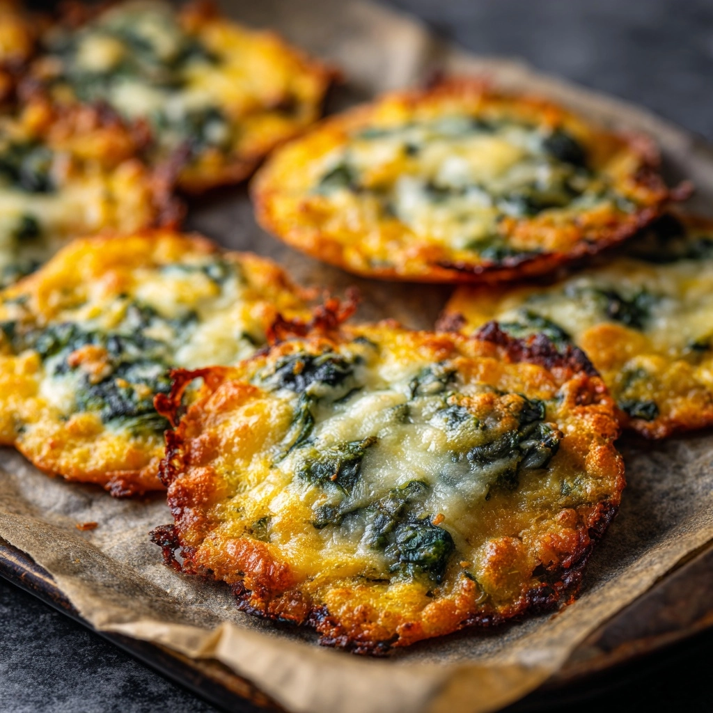 Spinach Dip Cheese Crisps Recipe