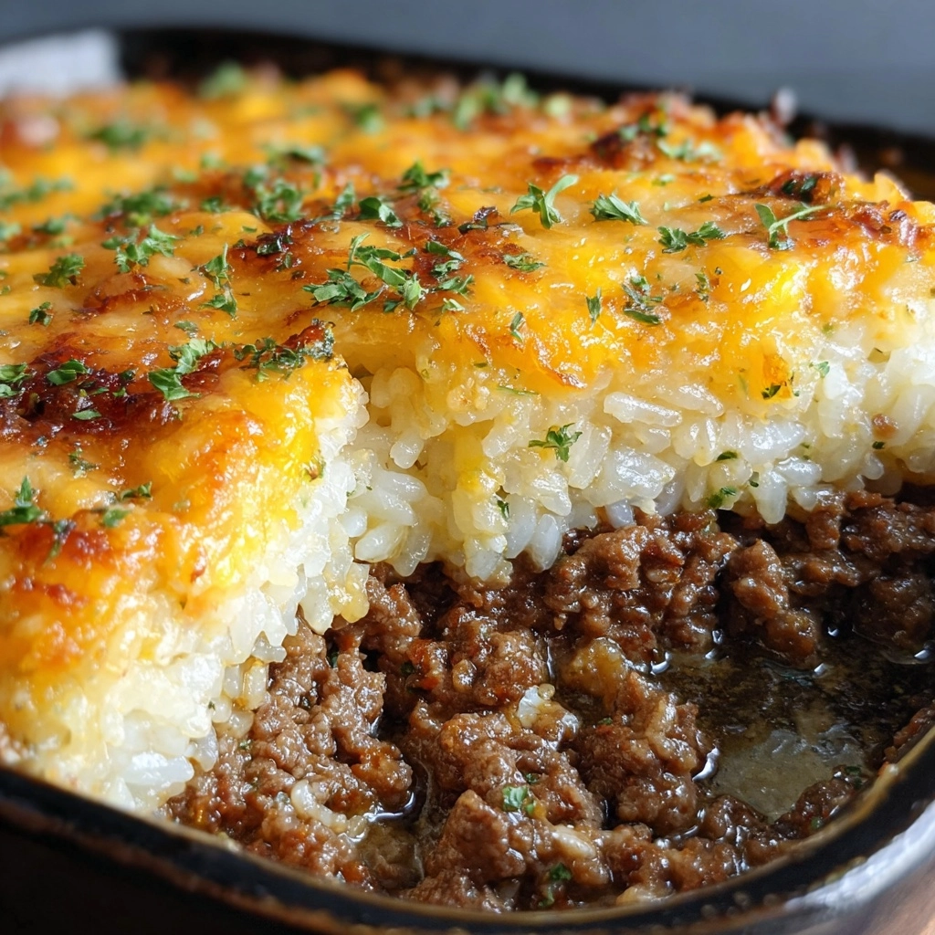 Cheesy Ground Beef and Rice Casserole Recipe - Recipe Image