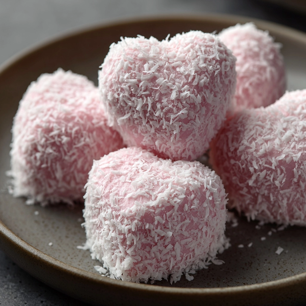 Pink Creamy Coconut Hearts Recipe - Recipe Image