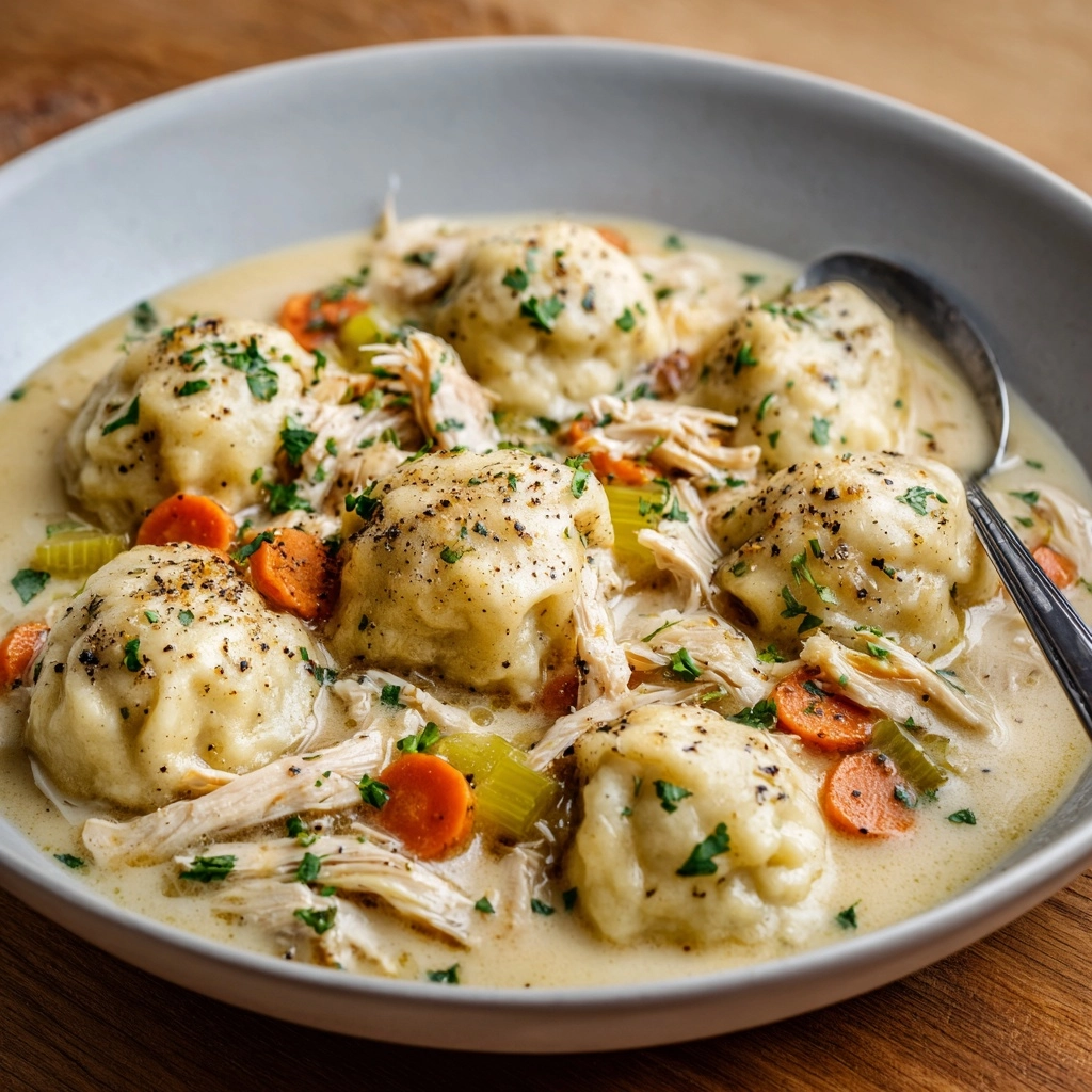Creamy Chicken Stew and Dumplings Recipe - Recipe Image