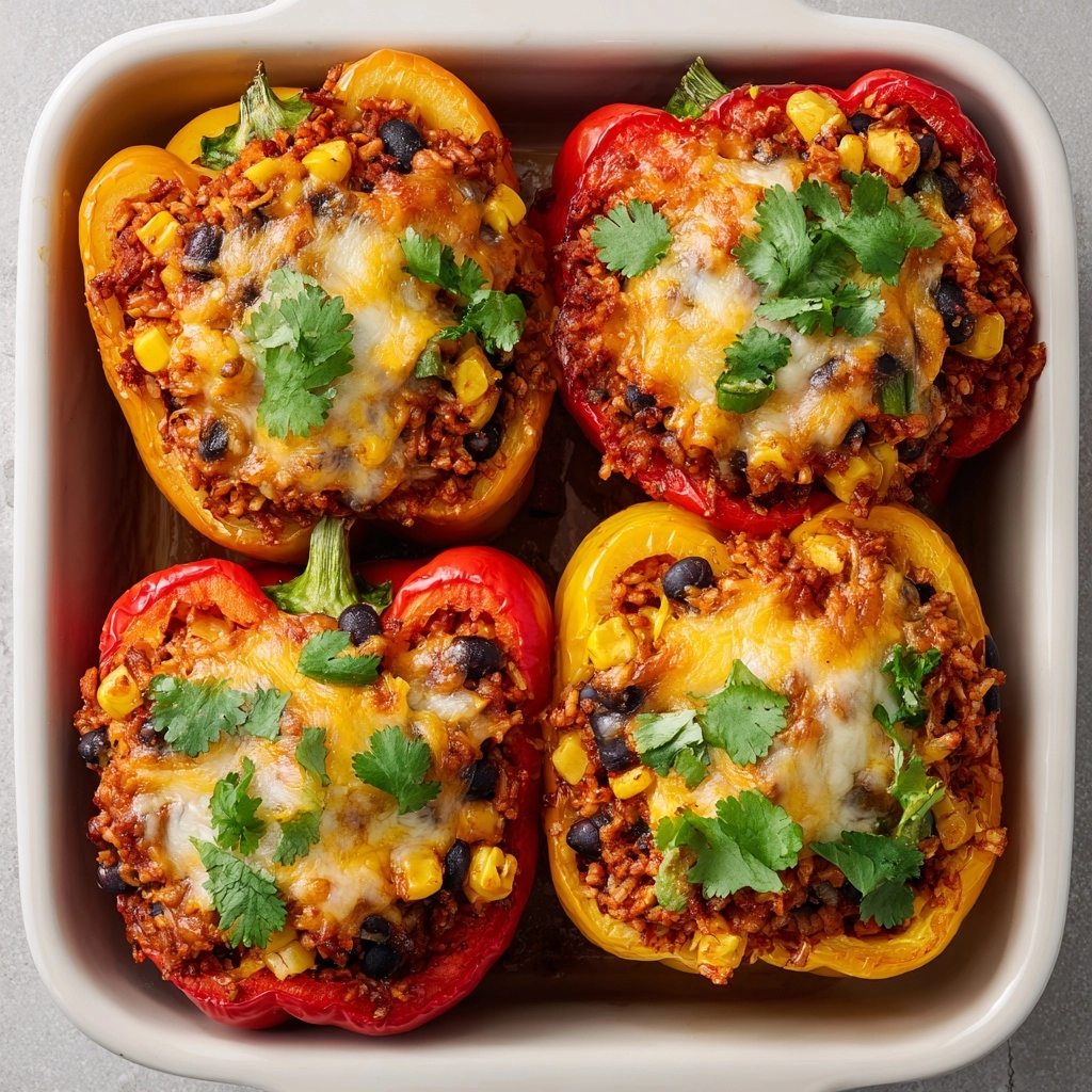 Stuffed Bell Peppers with Melted Cheese Recipe - Recipe Image