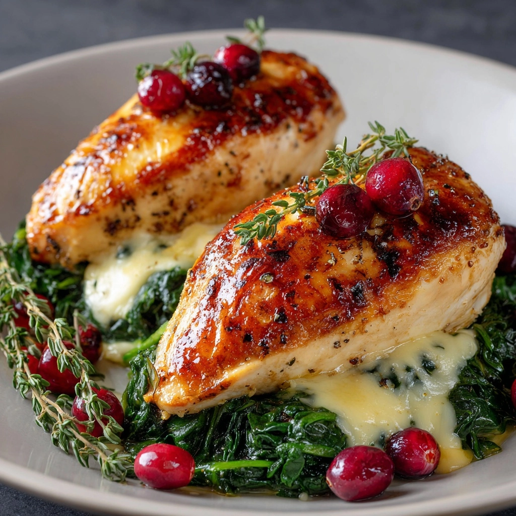 Cranberry & Spinach Stuffed Chicken Breasts with Brie Recipe - Recipe Image