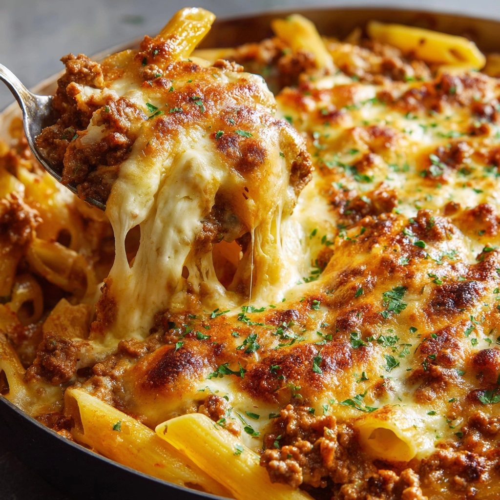 Cheesy Ground Beef Pasta Skillet Recipe - Recipe Image