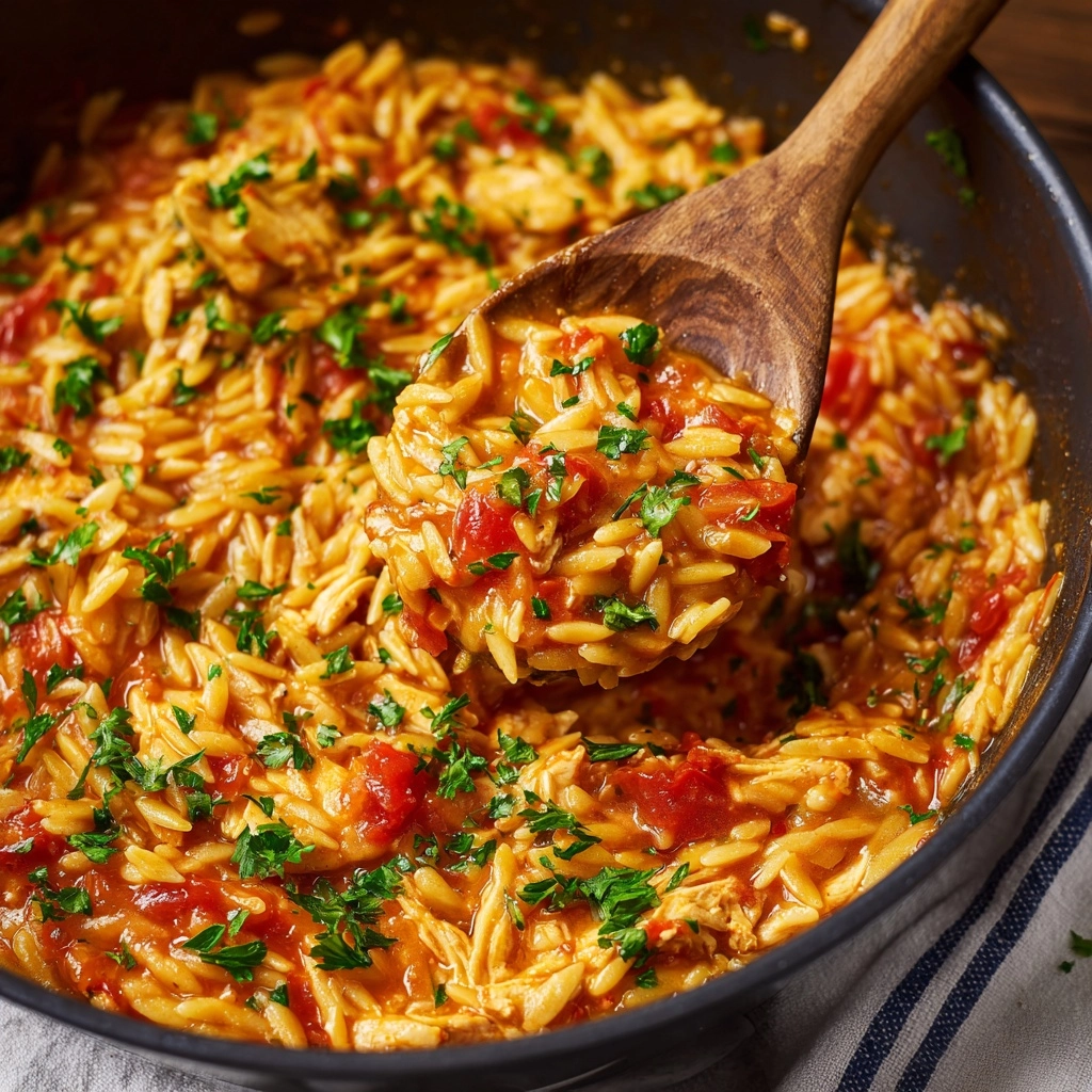 Creamy Tomato Orzo with Chicken Recipe - Recipe Image