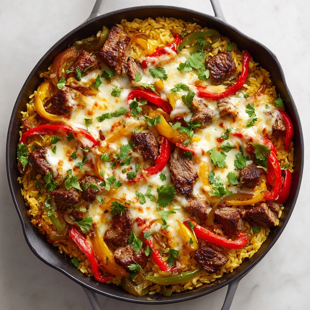 One Pan Steak Fajita and Rice Skillet Recipe - Recipe Image