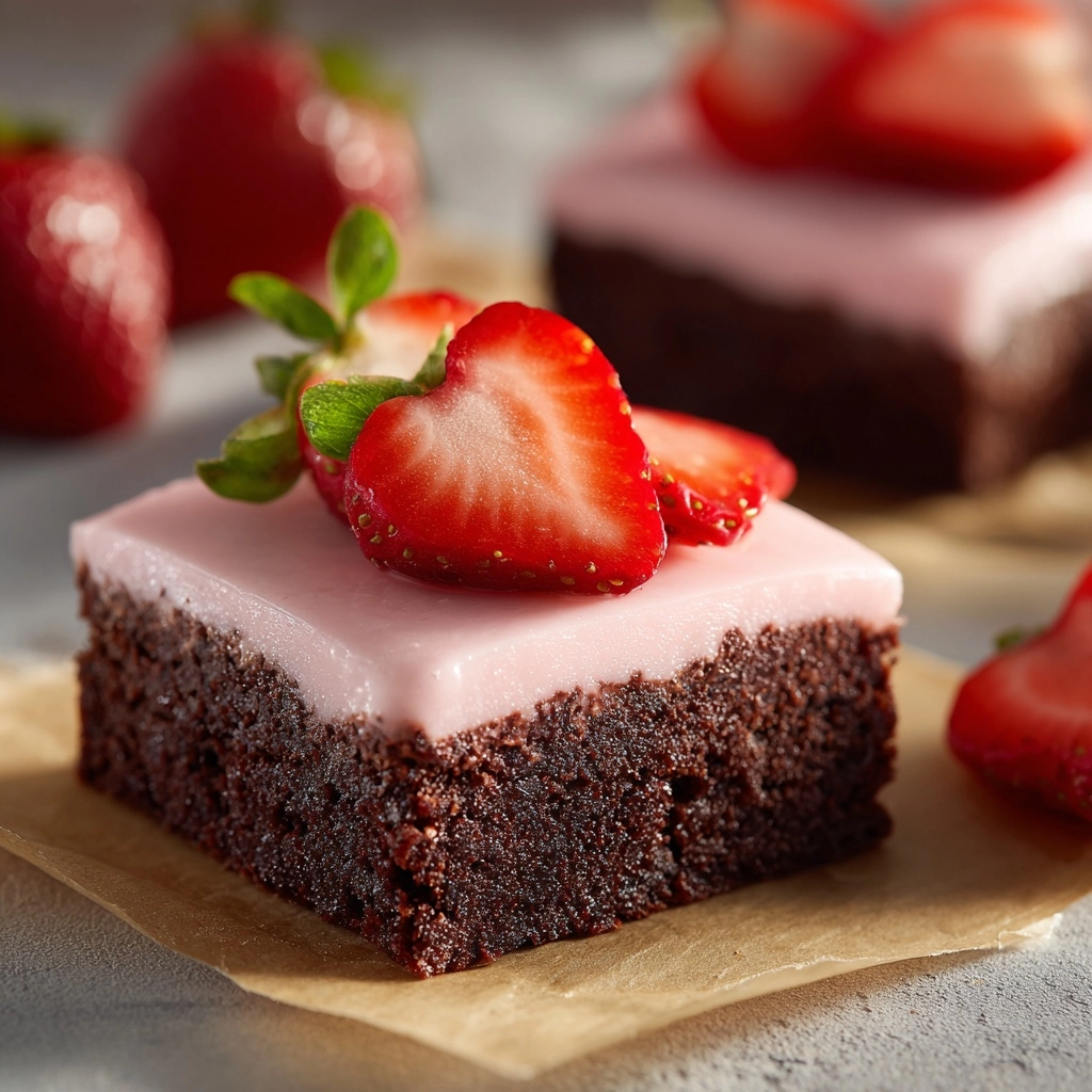 Strawberry Sweetheart Brownies Recipe - Recipe Image