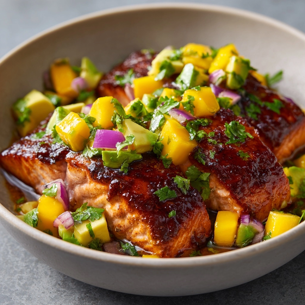 BBQ Salmon with Mango Avocado Salsa Recipe