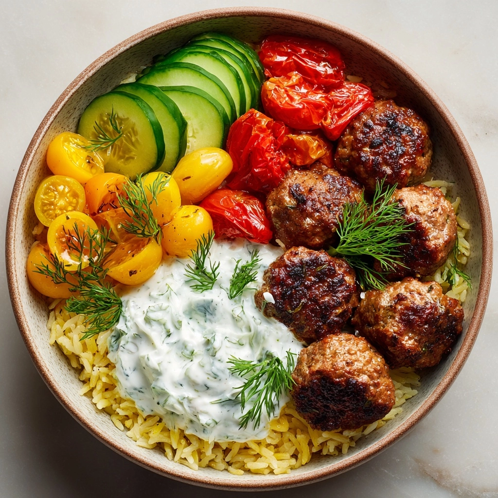 Mediterranean Bowl with Ground Turkey Meatballs Recipe - Recipe Image