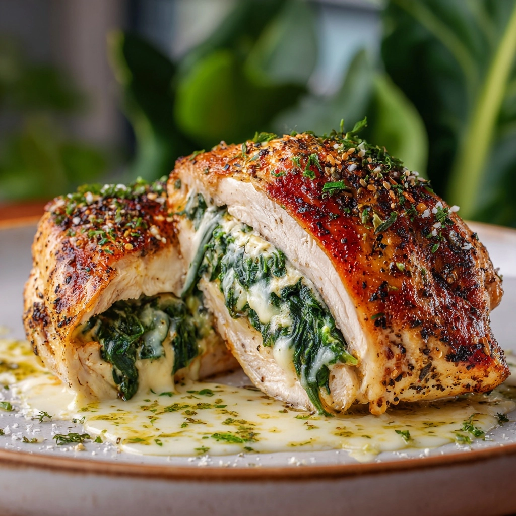 Cheesy Spinach Stuffed Chicken Breasts Recipe - Recipe Image