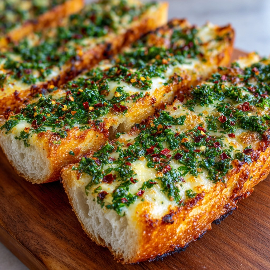 Cheesy Chimichurri Garlic Bread Recipe - Recipe Image