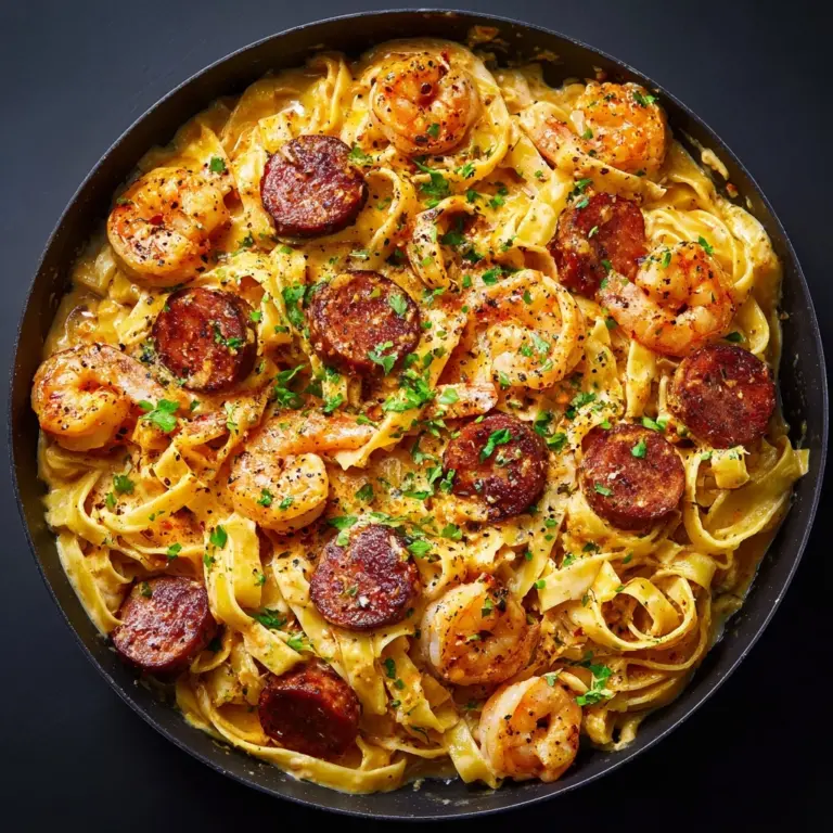 Garlic Butter Shrimp and Sausage Skillet Pasta Recipe