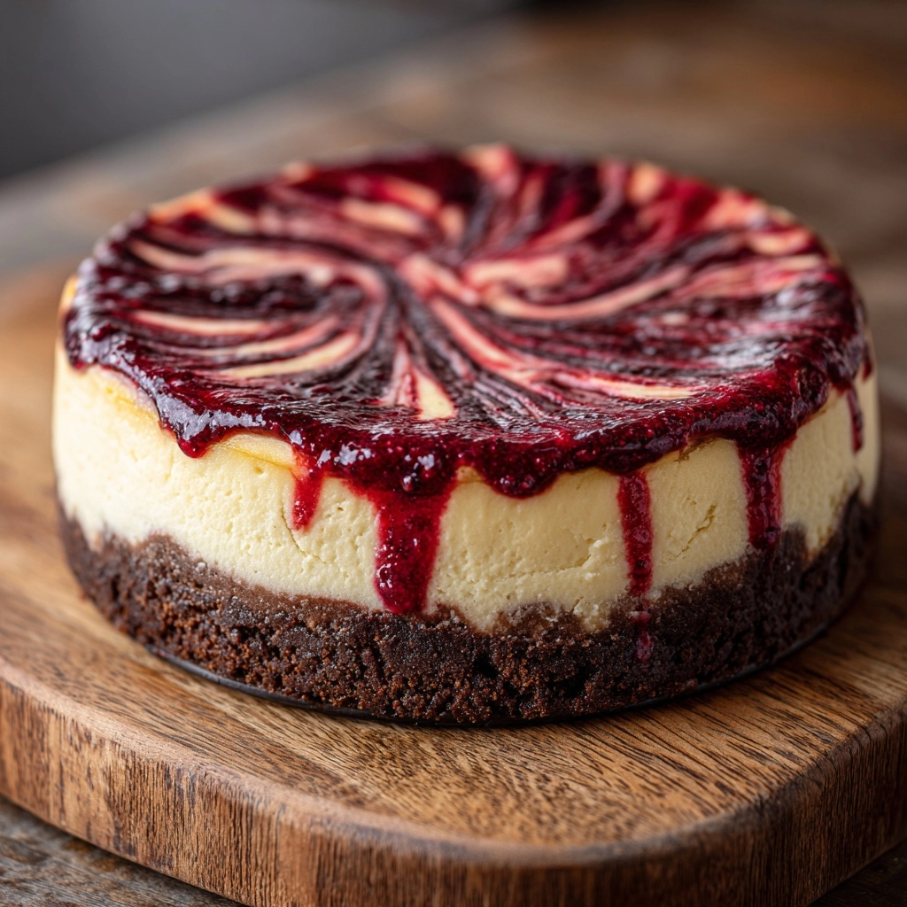 Decadent Chocolate Strawberry Swirl Cheesecake Recipe - Recipe Image
