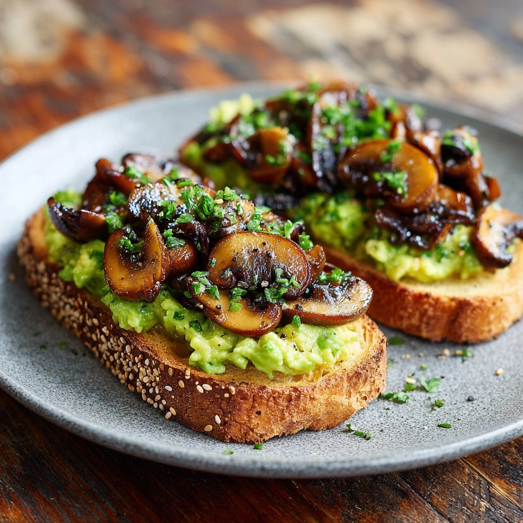 Garlicky Avocado Mushroom Toast Recipe - Recipe Image