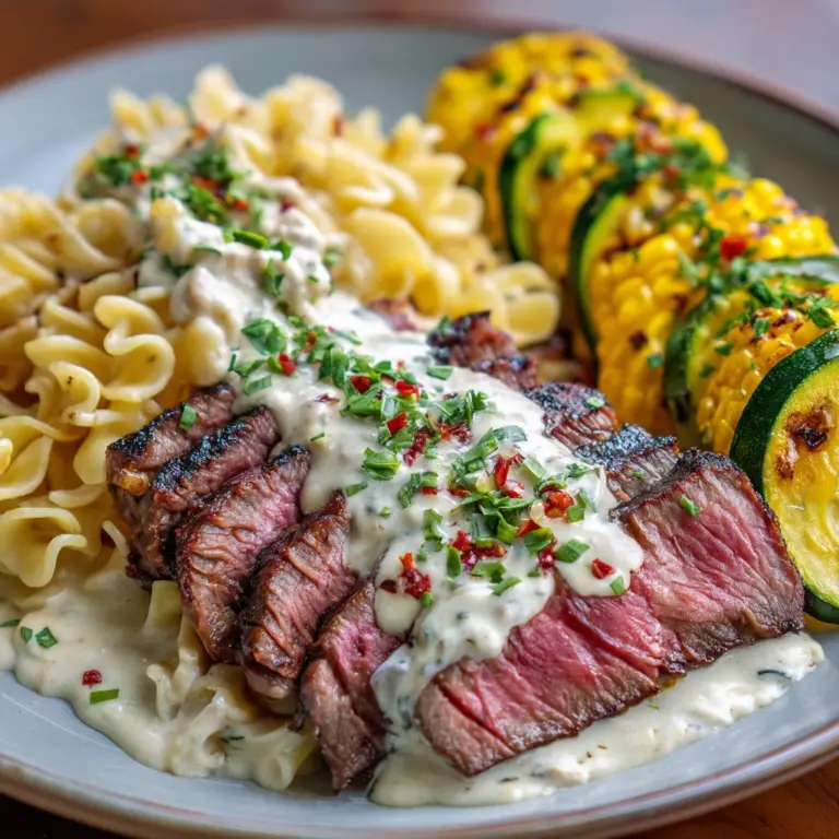 Steak, Avocado & Roasted Corn Bowl with Cilantro Cream Sauce Recipe