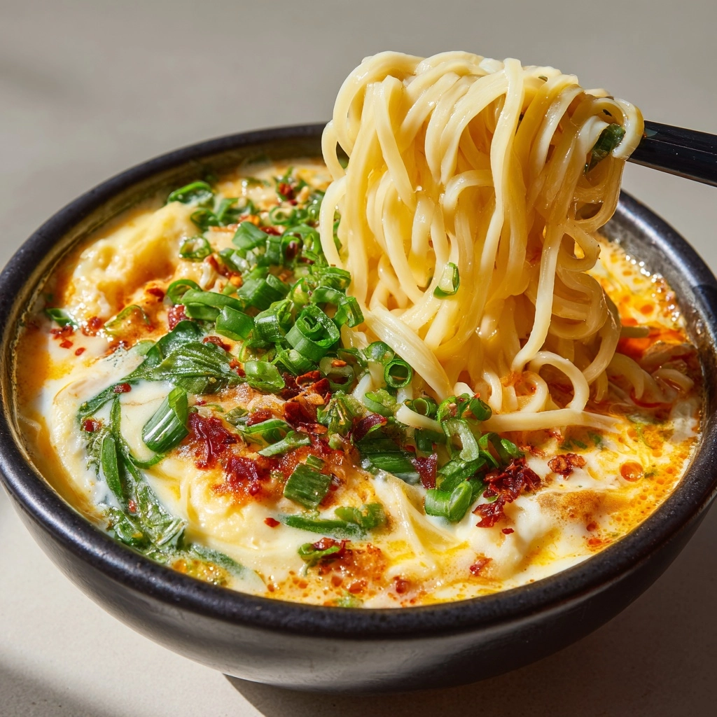 Spicy Cabbage Ramen with Cheese Recipe - Recipe Image
