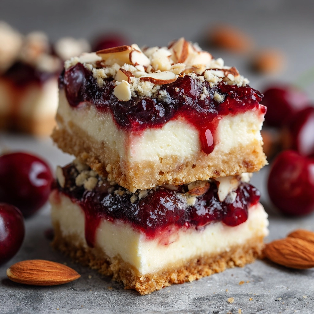 Cherry Almond Cheesecake Bars Recipe - Recipe Image
