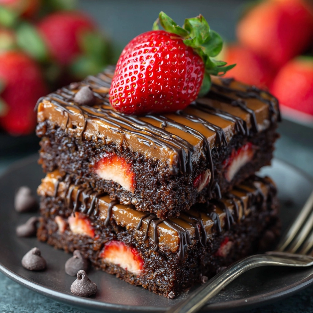 Chocolate-Dipped Strawberry Brownies Recipe - Recipe Image