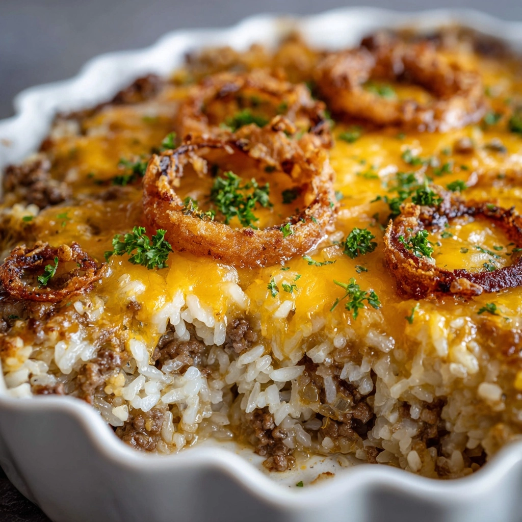 French Onion Ground Beef and Rice Casserole Recipe - Recipe Image