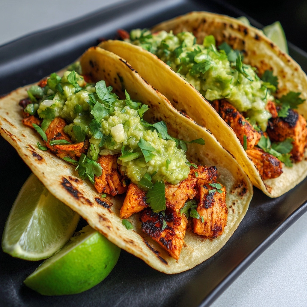 Crispy Poblano Chicken Tacos with Avocado-Jalapeño Salsa Recipe - Recipe Image