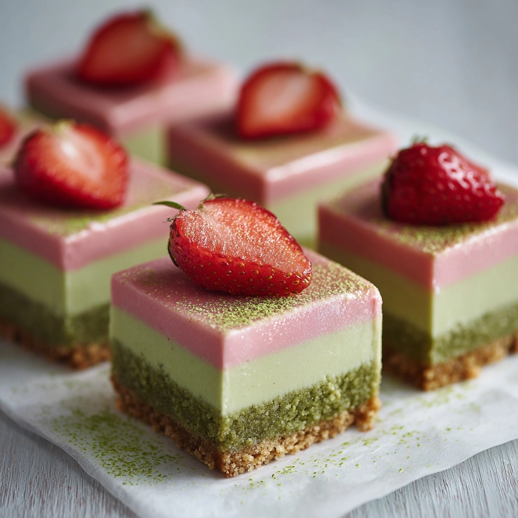 Matcha Strawberry Cream Bars Recipe - Recipe Image