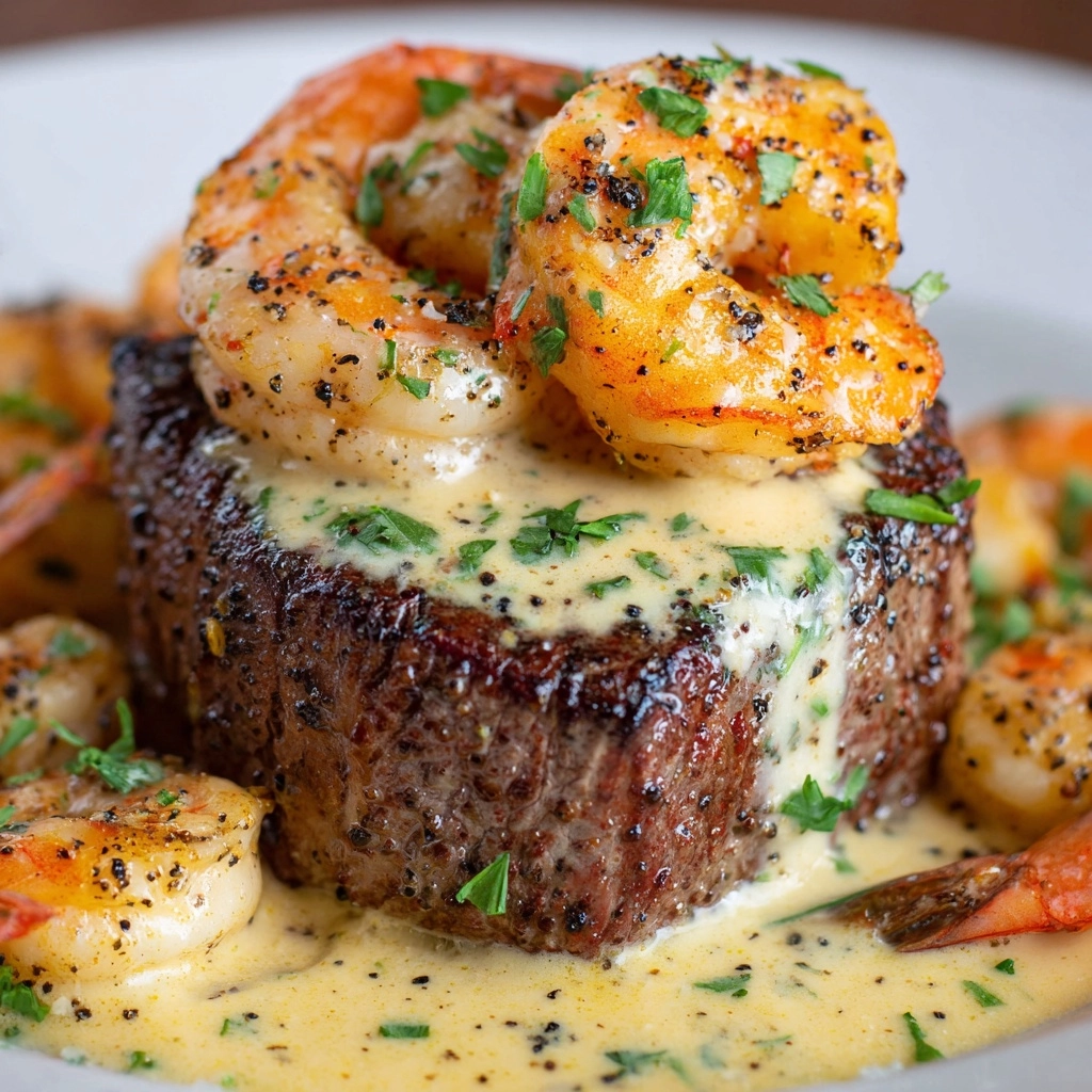 Filet Mignon with Shrimp and Lobster Cream Sauce Recipe - Recipe Image