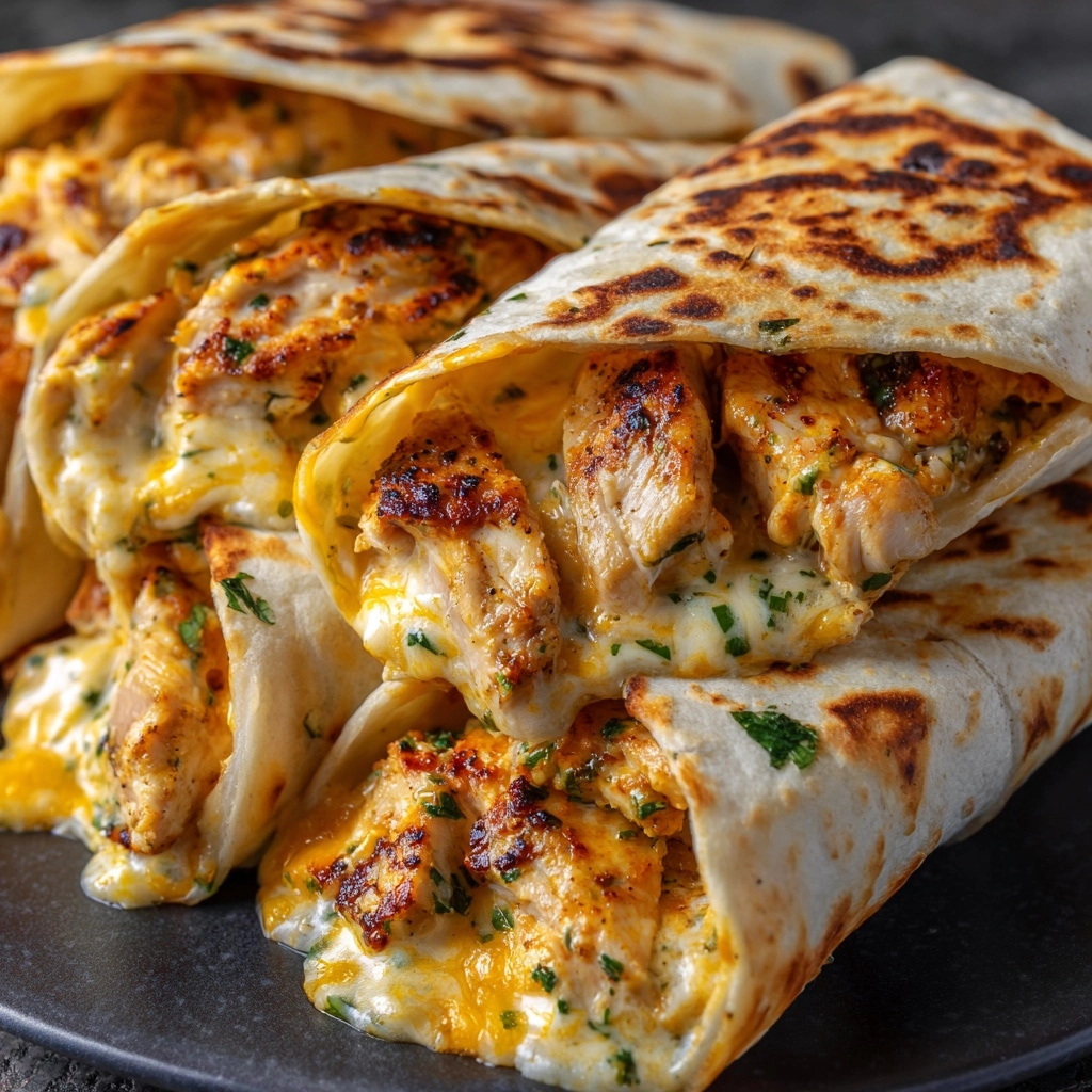 Cheesy Garlic Chicken Wraps Recipe - Recipe Image