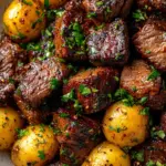 Slow Cooker Garlic Butter Beef Bites & Potatoes Recipe