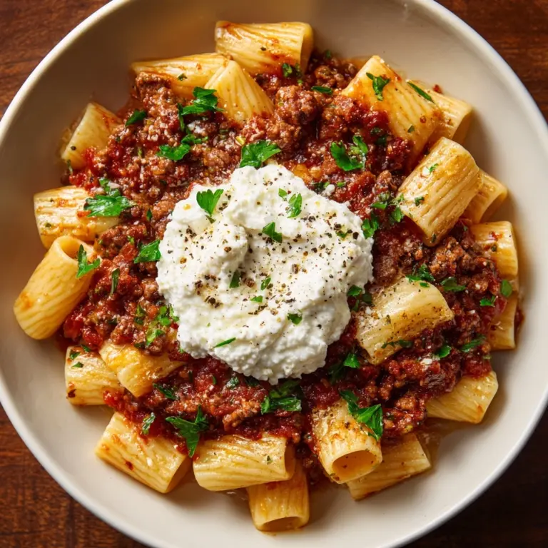 Grandma’s Meat Sauce Pasta with Burrata Recipe
