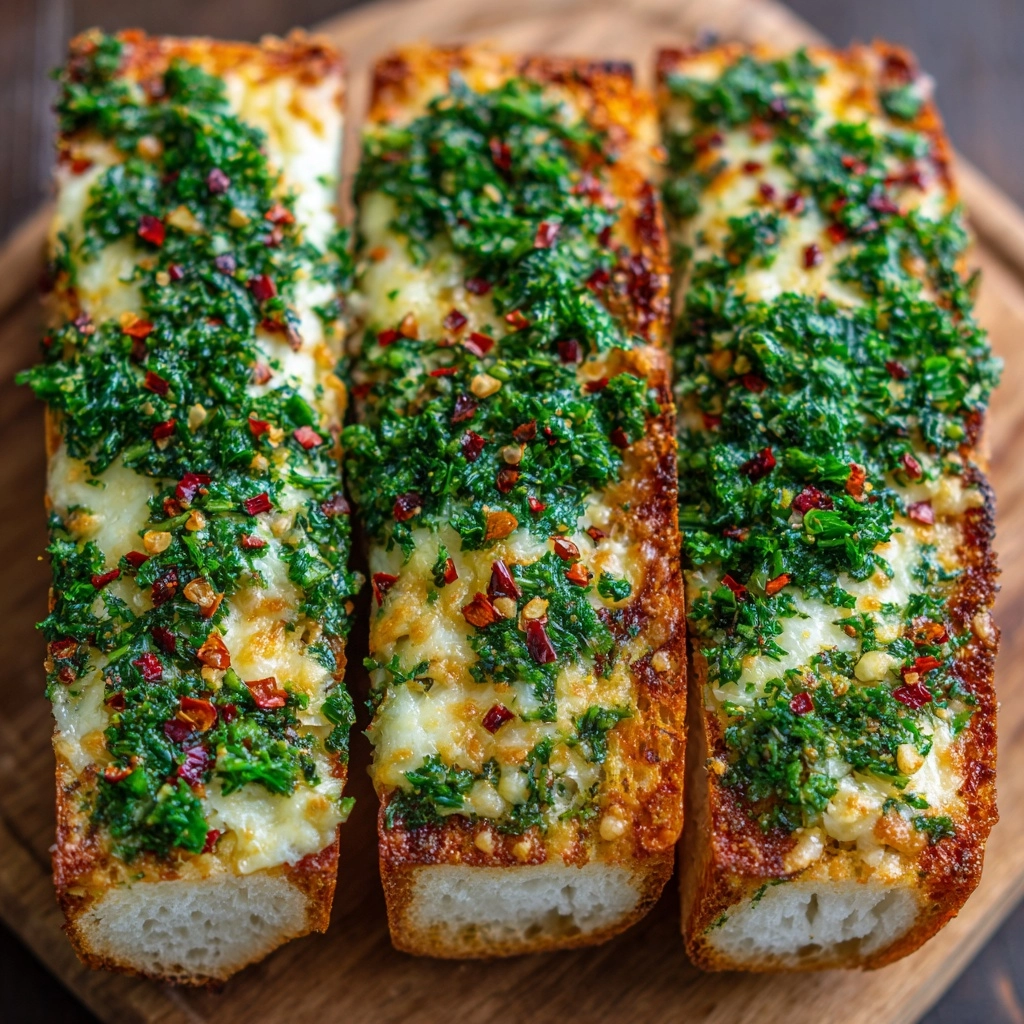 Cheesy Chimichurri Garlic Bread Recipe - Recipe Image