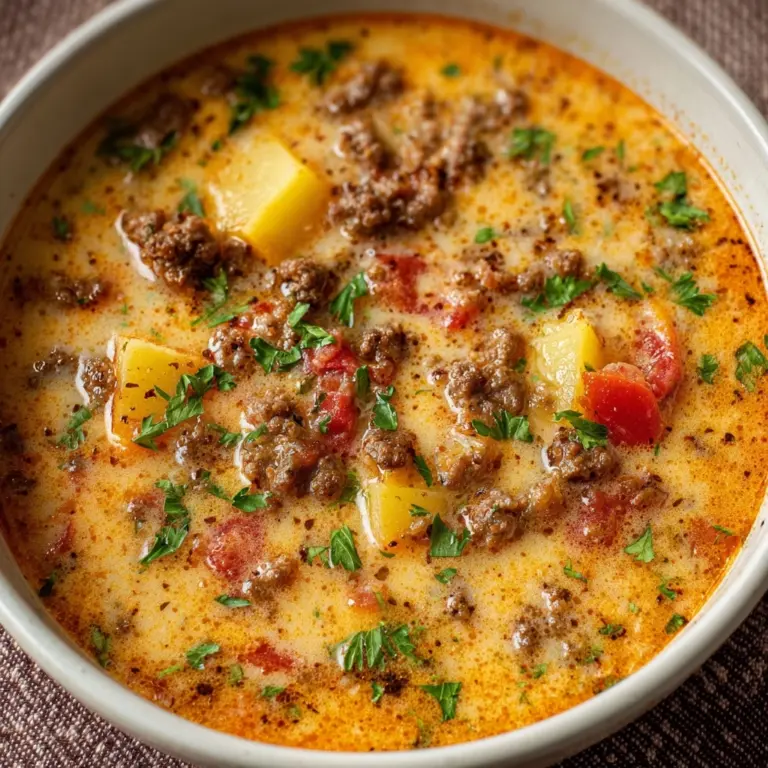 Creamy Slow Cooker Cheeseburger Soup Recipe