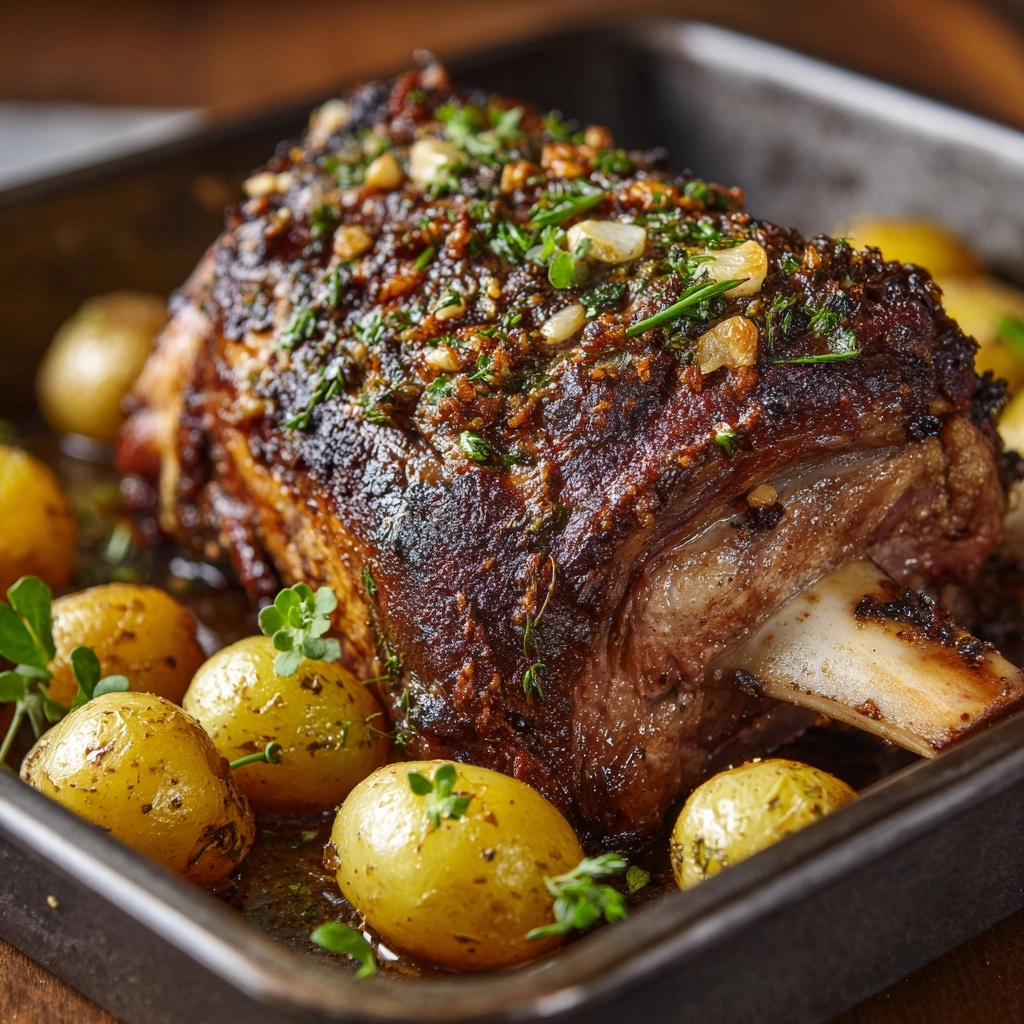 Mediterranean-Style Roasted Leg of Lamb Recipe - Recipe Image
