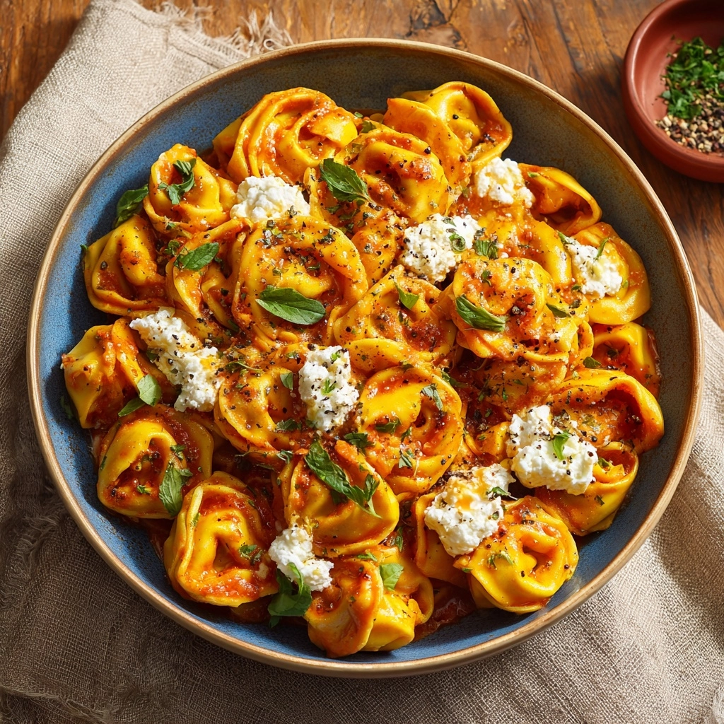 Tortellini with Roasted Red Pepper Sauce Recipe