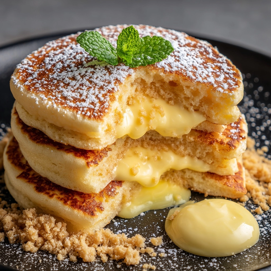 Fluffy Pancakes with Homemade Custard Filling Recipe - Recipe Image