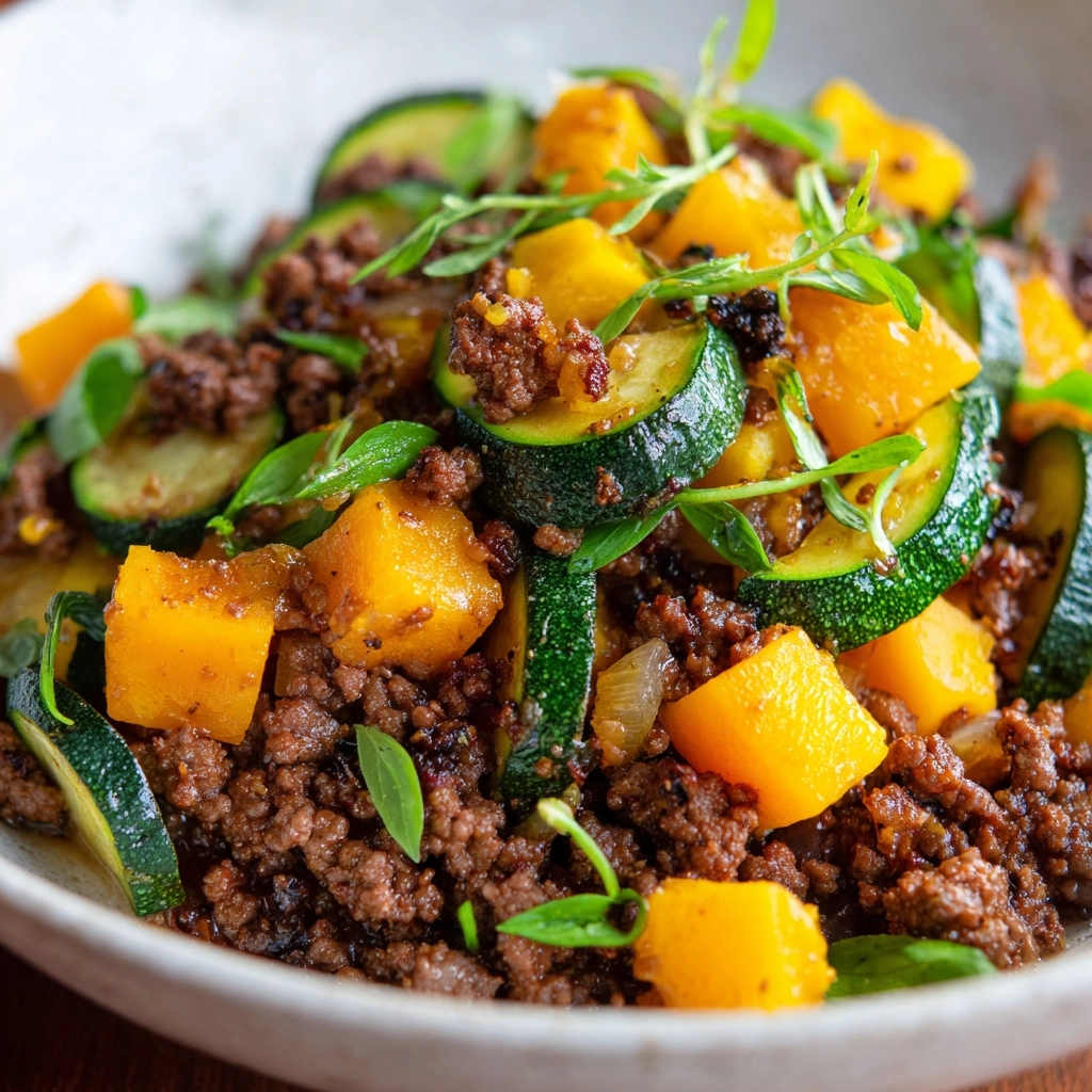 Ground Beef Skillet with Sweet Potatoes & Zucchini Recipe - Recipe Image