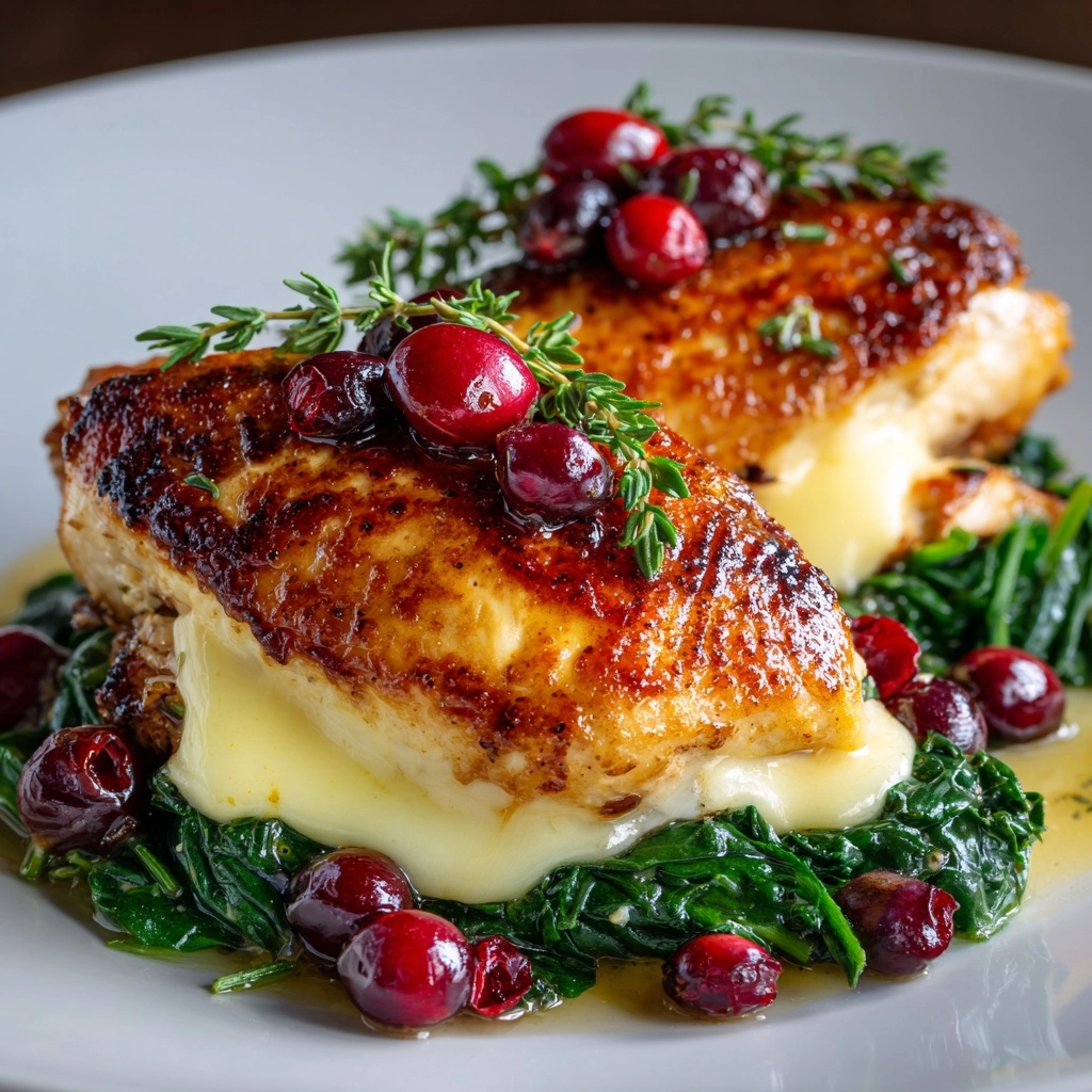 Cranberry & Spinach Stuffed Chicken Breasts with Brie Recipe