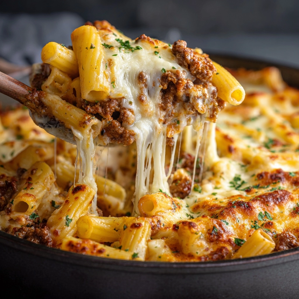 Cheesy Ground Beef Pasta Skillet Recipe - Recipe Image