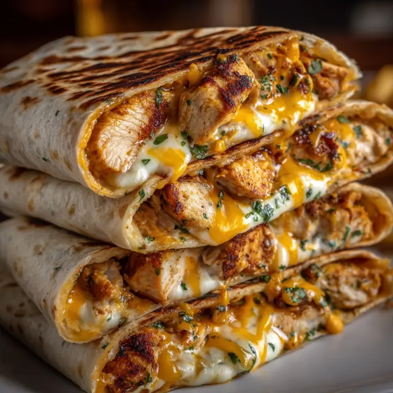 Cheesy Garlic Chicken Wraps Recipe