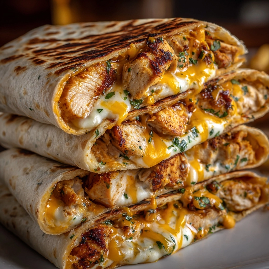 Cheesy Garlic Chicken Wraps Recipe