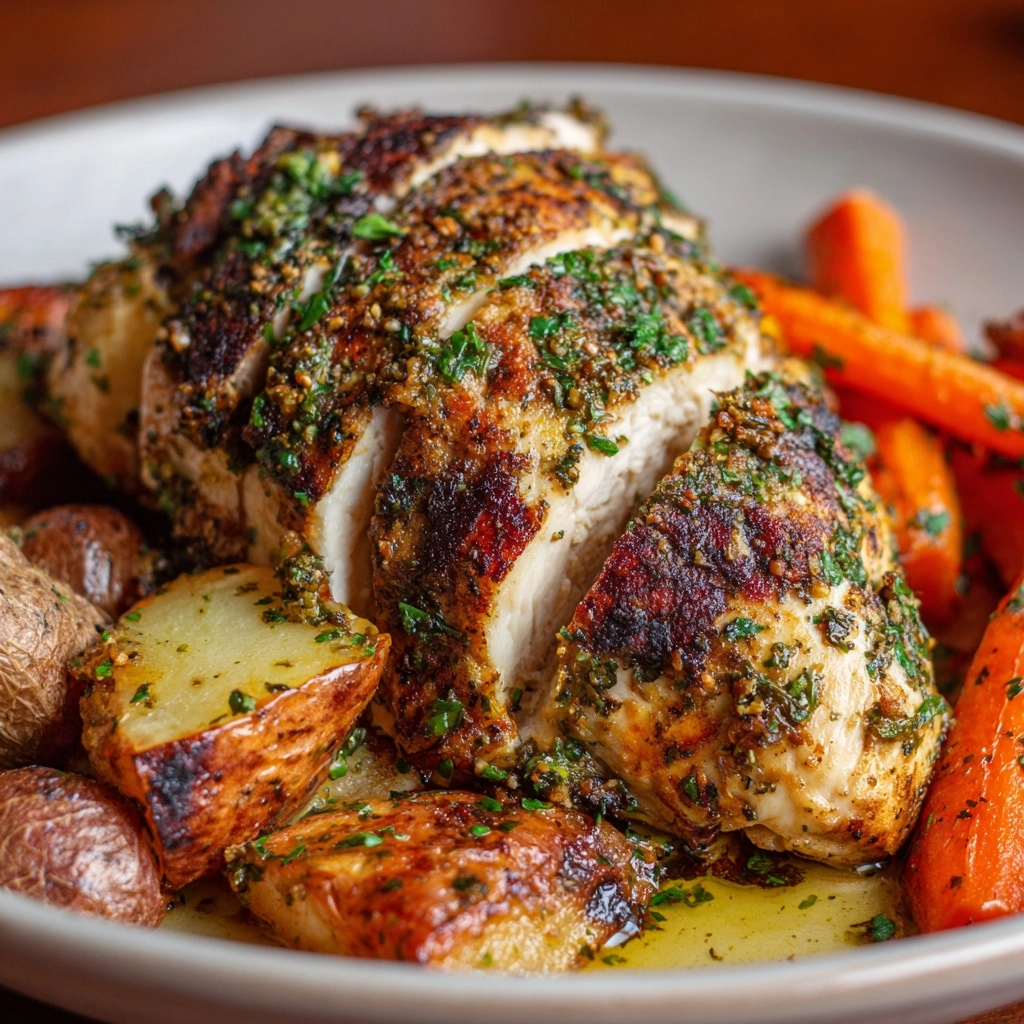 One Pan Herb Roasted Vegetables & Chicken Recipe - Recipe Image