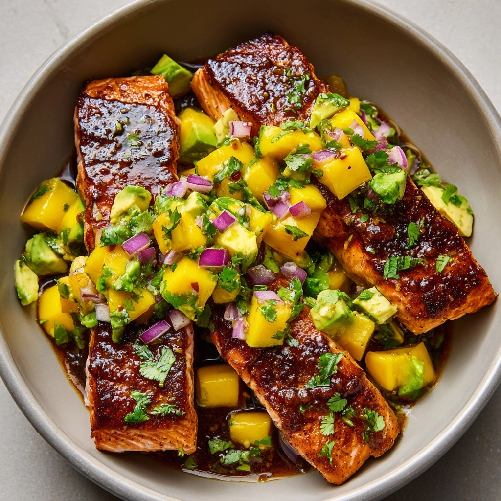 BBQ Salmon with Mango Avocado Salsa Recipe - Recipe Image