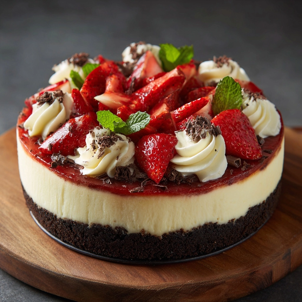 White Chocolate Strawberry Cheesecake Recipe - Recipe Image